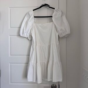H&M White Puff Sleeve Mini Dress